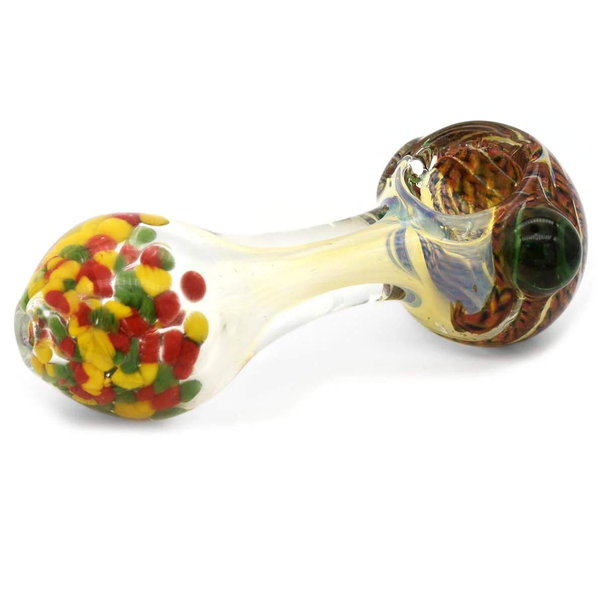 Glass Spoon Pipe - Rasta Snake Style Design - Image 4