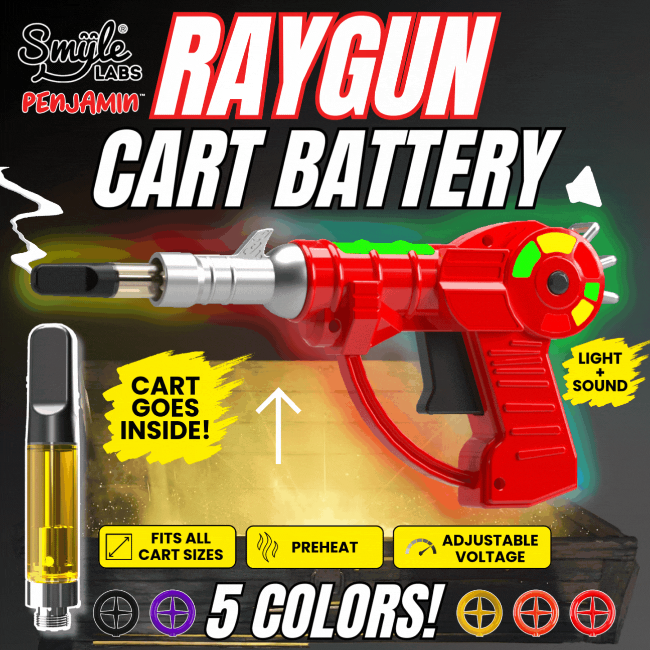 Smyle Labs Ray Gun 510 Thread Vape Cart Battery - Image 6